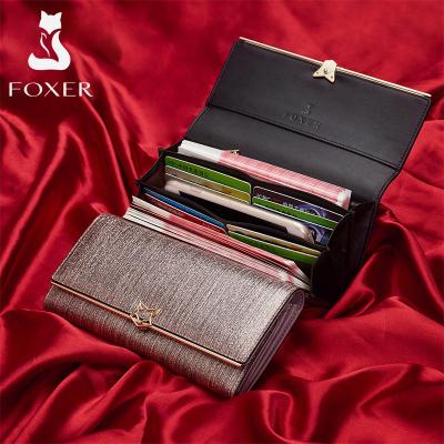 China FOXER Brand Anti-theft Women Split Leather Wallets Female Clutch Bag Fashion Coins Luxury Ladies Women's Wallet Card Holder Purse Long for sale