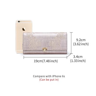 China FOXER Anti Theft Brand Women's Wallet Leather Card Holder Clutch Bags Female Embroidery Long Wallets Fashion Cell Phone Purse Women for sale