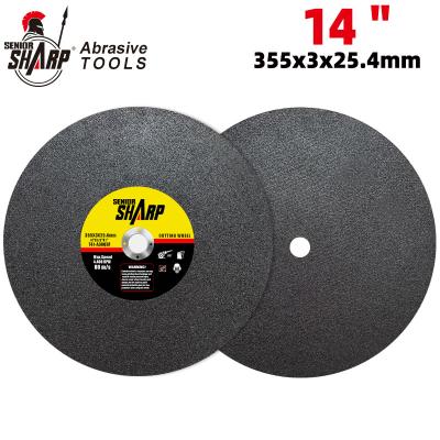 China 14 inch 355mm black fashionable custom flat-shaped abrasive steel cutting disc in China for sale