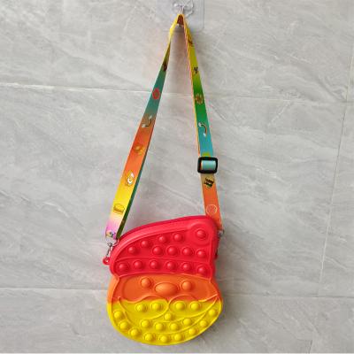 China New Eco-Friendly Silicone Stress Reliever Popping Handbag Push Bubble Noise Shaker Totes Shoulder Sling Mini Bag For Kids for sale