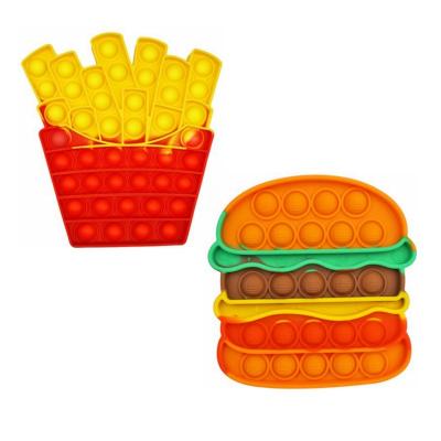 China Toy Wholesale New Popper Silicone Funny Outdoor Hamburger French Fries Push Bubbles Jumping Sticky Person Toys for sale