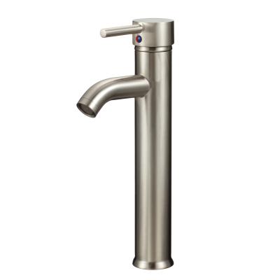 China Metered Faucets Brushed Nickel Bathroom Vessel Sink Faucet Single Hole Single Hole Bathroom Sink Faucet Tall Basin Mixer Tap for sale