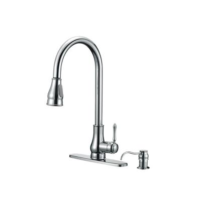 China Faucets Nickel Thermostatic Commercial cUPC Brushed Kitchen Sink Faucet With Pull Down Sprayer, Single Handle Kitchen Faucets With Soap Dispenser for sale