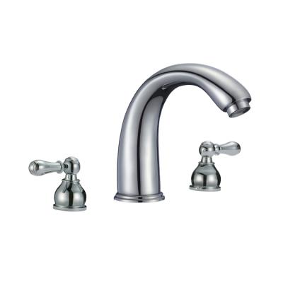 China Faucets Ware Brass Two Handle Bathtub Basin Mixer Tap Thermostatic Sanitary Deck Mounted Faucet for sale