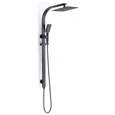 China With Sliding Bar Watermark Bathroom Shower System Black Bath Rain Shower Set Wall Mounted for sale