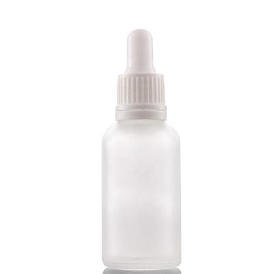 China Transparent Frosted Glass Essential Oil Bottles , 30ml Empty Essential Oil Dropper Bottle for sale