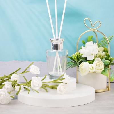 China Inverted Cone Decorative Reed Aroma Diffuser Glass Bottle 90ml With Wooden Cap for sale