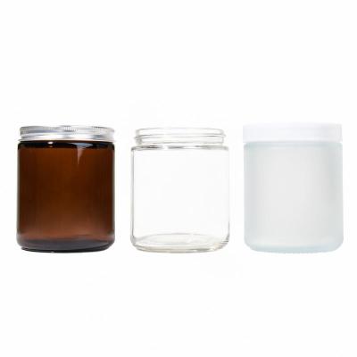 China 100ml 250ml 500ml Empty Amber Candle Jars Custom Label Glass Candle Jars With Metal Lids for sale