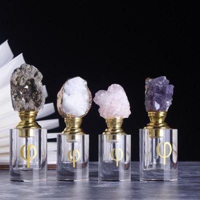 China Folk Style Personalised Perfume Bottle Custom Glass Perfume Bottles With Agate Stone for sale