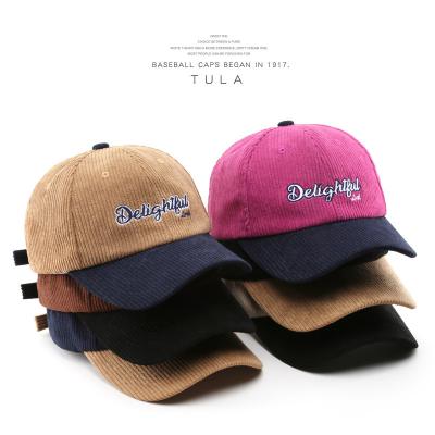 China COMMON Japanese retro female fashion popular corduroy color matching cap outdoor sports men's sunshade warm baseball cap for sale