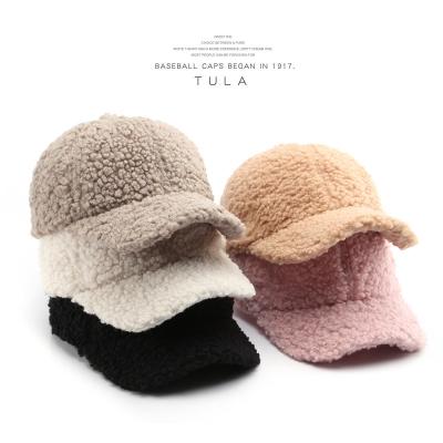 China COMMON Japanese women autumn and winter pure color light plate lamb hair warm ear protection baseball cap outdoor cold lovers cap for sale