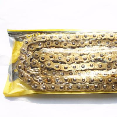 China 40 Manganese Steel Equator Motorcycle Transmission Kits Gold Color 428H-128L Reinforced Motorcycle Chain for sale