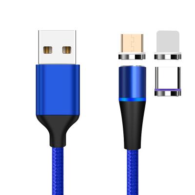 China Fast Charge + Data Transfer Three-in-One Mobile Phone Universal 7 Pin 360 Fast Charging Strong Magnetic Key Nylon Braided 1M2M Custom Data Cable for sale