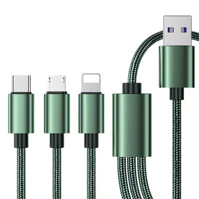 China Filling Increased 40% Nylon 5A Braided One--Three To Super Fast Charging Multifunctional Suitable For Mobile Phone Car Data Cable for sale