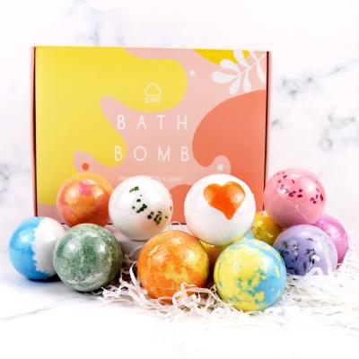 China Round Shaped Foaming Pearl Bath Bomb With Plants Extracts Bath Ball Bombs Gift Set for sale