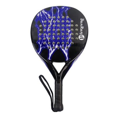 China Professional DunRun Black And Blue PU Grip Adult 18K Padel Racket Factory Custom Made for sale