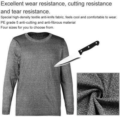 China 5-level protector with round neck and long sleeves cut-proof clothing soft knife proof cut resistant shirts anti cut clothing cut resistant clothing for sale