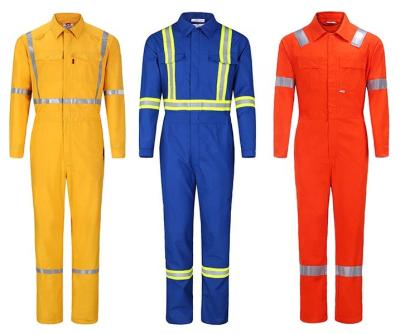 China 100% Cotton Reusable Protective Clothing 100% Cotton FR Reusable Protective Safety FR Working Flame Retardant Clothing With Reflective Tape For Men's Coveralls for sale