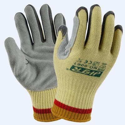 China Aramid Fiber Cut Resistant Gloves Cut 5 Aramid Fiber Fire Proof Heat BBQ Slot Scare Leather Anti Cut Resistant Safety Work Gloves for sale