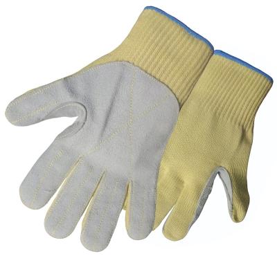 China Aramid Fiber Cut Resistant Gloves Cut 5 Cow Palm Leather A4 ANSI CE Cut Resistant 5 Aramid Fiber Cut Work Glove for sale