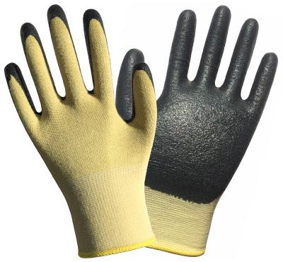 China Aramid Fiber Cut 3 Cut Heavy Duty Safety Gloves ANSI A3 Nitrile Palm Coated Aramid Fiber Wrapped Steel Cut 3 Cut Heavy Duty Work Gloves ANSI A3 Standard for sale