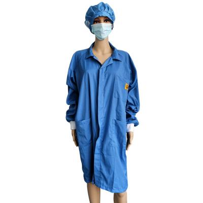 Chine ESD Dustproof Gown Spandex Cuff Dust Free Polyester Lint Free Smock For Lab Cleanroom à vendre