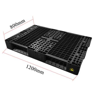 China 1200*800*140mm ESD Stacking Black Plastic Electronic Pallet voor de industrie Te koop