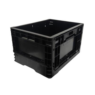 China Cuadro plegable antistatico negro de plástico, caja de rotación plegable de plástico en venta