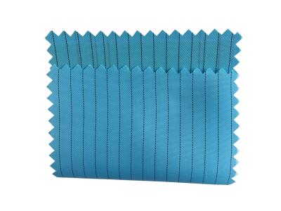 China Stofvrije ESD Stof 5mm Streep 100D X 100D Geweven Keperstof voor Workwear ESD GLB Te koop