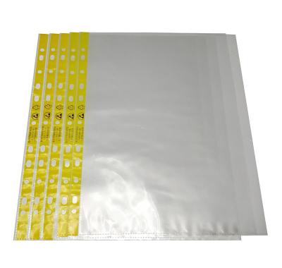 China Polyethylene A4 A3 Esd Document Wallet 11 Holes File Wallet Soft Yellow Edges for sale