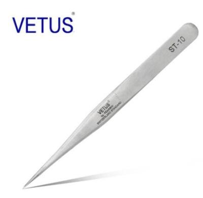 China Metal Color Non ESD Safe Tools VETUS Precision Stainless Steel Tweezer for sale