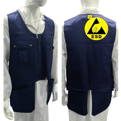 China Navy Blue Denim Fabric Tool Vest Anti-Static Tool Kit Work Vest for Electrician for sale