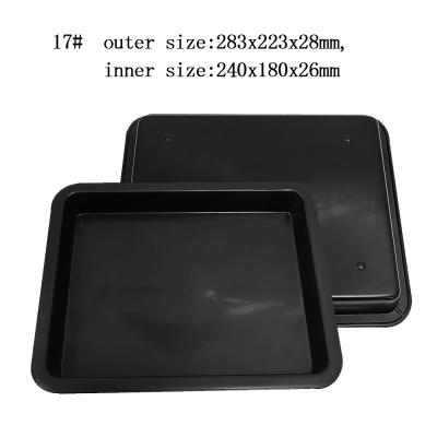 China 283x223x28mm Black Plastic Square Tray Anti-Static Tray Parts Box Turnover Box Pp Rubber Tray Classification Material Box Square Basin Conductive Frame for sale