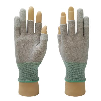 China Polyester Antistatische ESD Handschoenen 3 het Vingers Halve Werk Pu Coatd voor Industrie Te koop