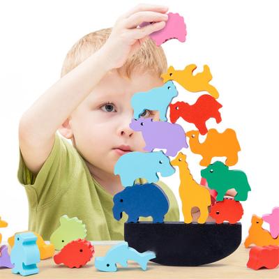 China Electronic Toys Animal Balance Block Game Stacking Wooden Hand-eye Kids Balance Toys Early Years High Coordination Education for sale