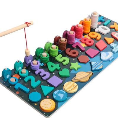 China Wooden Montessori Electronic Toys Educational Toys For Kids Board Math Fishing Count Numbers Digital Matching Shape Early Education Toy for sale