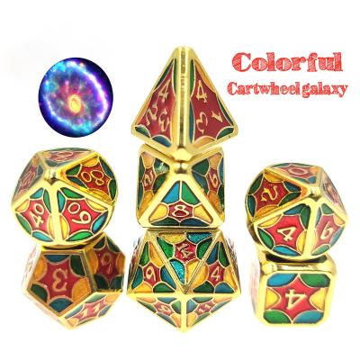 China Dnd Geometric Polyhedral Metal Dice d4 d6 d8 d10 d12 d20 Metal Board Game Dice Industry Rainbow Dungeons Custom Exclusive Promotional Dragons for sale