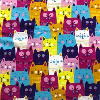 China 2021 anti-static lovely cat pattern 95%cotton popular lycra fabric for clothing for sale