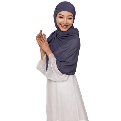 China High Quality Simple Square Brand Chiffon Scarf Daily Life Hijab Solid Light Purple Hijabs For Women for sale