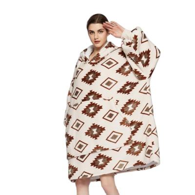 China Anti-Static Thick Wearable Sherpa Hoodie Blanket With Sleeves Oversized Sherpa Sweatshirt Blanket for sale