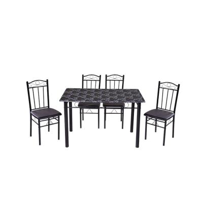 China CHEAP& PRACTICAL Suppliers China Suppliers Modern Simple Metal Frame Kitchen Furniture MDF Covered Wooden Dining Table Set for sale