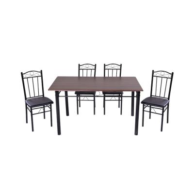 China Cheap& Practical hot sale modern indoor rectangular metal and wood dining table furniture set for kitchen for sale