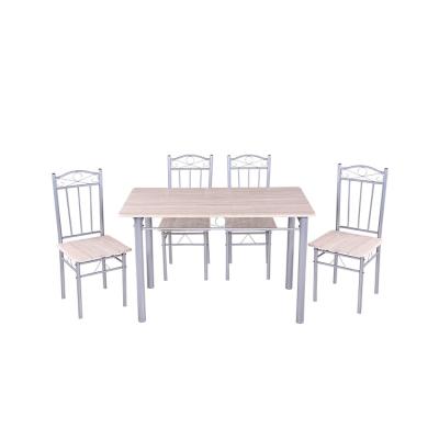 China Cheap& Supplier practical wholesale modern popular style room furniture mdf+pvc table and 4 seater indoor home resonant chair set for sale