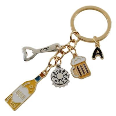 China Luxury Metal Beer Wine Beer Mug Key Chain Key Ring Bar Souvenir Keychain Souvenir Gifts Promotion Gift For Women Men Handbag Accessories for sale