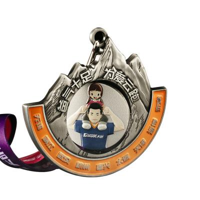 China Europe manufacturer design custom 3d metal zinc alloy sports pack ironman triathlon medal with ribbon for sale