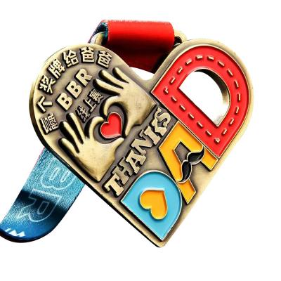 China Custom Design Logo Gold Europe Manufacturer Sports Gymnasium Zinc Alloy Stand Metal Gym Medal With Ribbon for sale