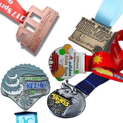 China Wholesale Cheap Europe Metal Medal Design Your Own 3D Gold Award Blank Zinc Alloy Marathon Running Custom Metal Sport Medal for sale