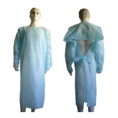 China Medical Plastic Cpe Gown Anti-dust Disposable Medical Isolation Apron With Sleeves for sale