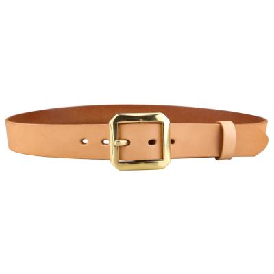 China Solid Brass Cowhide Leather Belt Men's Genuine Leather Without Layer Attachment Cowhide Planting Tanned Leather Belt for sale