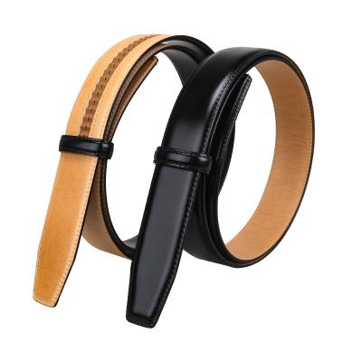 China Fashion.Casual.Business Double Stitching No Buckle 3.4cm Wide Belt Body Genuine Leather Automatic Strap Without Buckle Belts Men Good Quality Male for sale